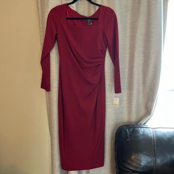 Elegant Ruby Long Sleeve Dress - Picture 2 of 3